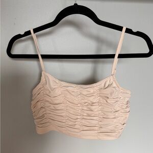 Princess Polly Cream Ruched Crop Top